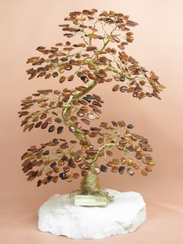 Drzewko szczcia z bursztynem - kolor koniakowy jasny