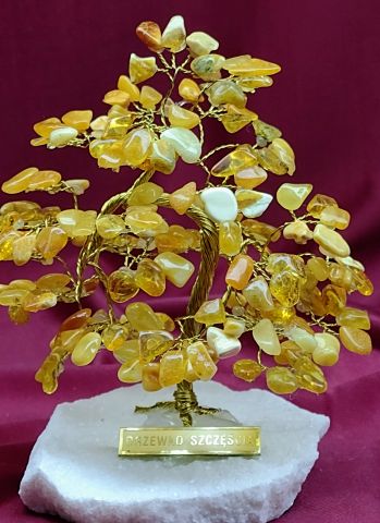  Drzewko szczcia bonsai z bursztynu mlecznego