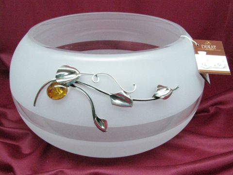 Owocarka - szkło zdobione srebrem i bursztynem