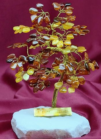  	Drzewko szczcia bonsai z bursztynu mieszanego